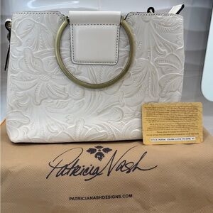 Patricia Nash White Floral Embossed Shoulder Bag